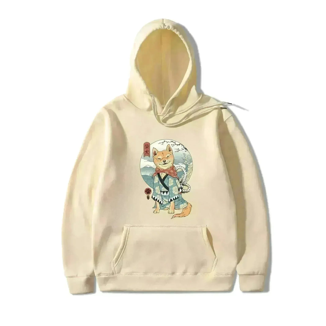 Women Shiba Inu Dog Illustration Printed Casual Hooded Sweater - EX-STOCK CANADA
