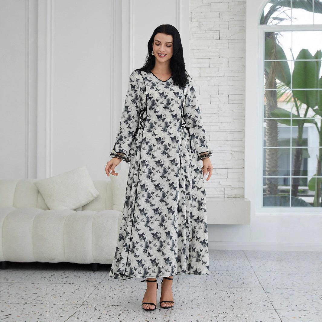 Robe musulmane imprimée à la mode Abaiya EX-STOCK Canada