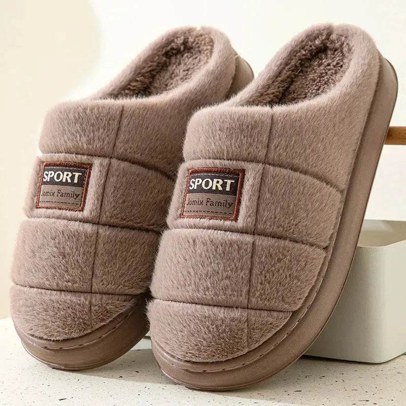 Men's Plaid Cotton Slippers Winter Warm House Shoes Indoor Thick-soled Non-slip Bedroom Floor Slipper Couple - EX-STOCK Canada