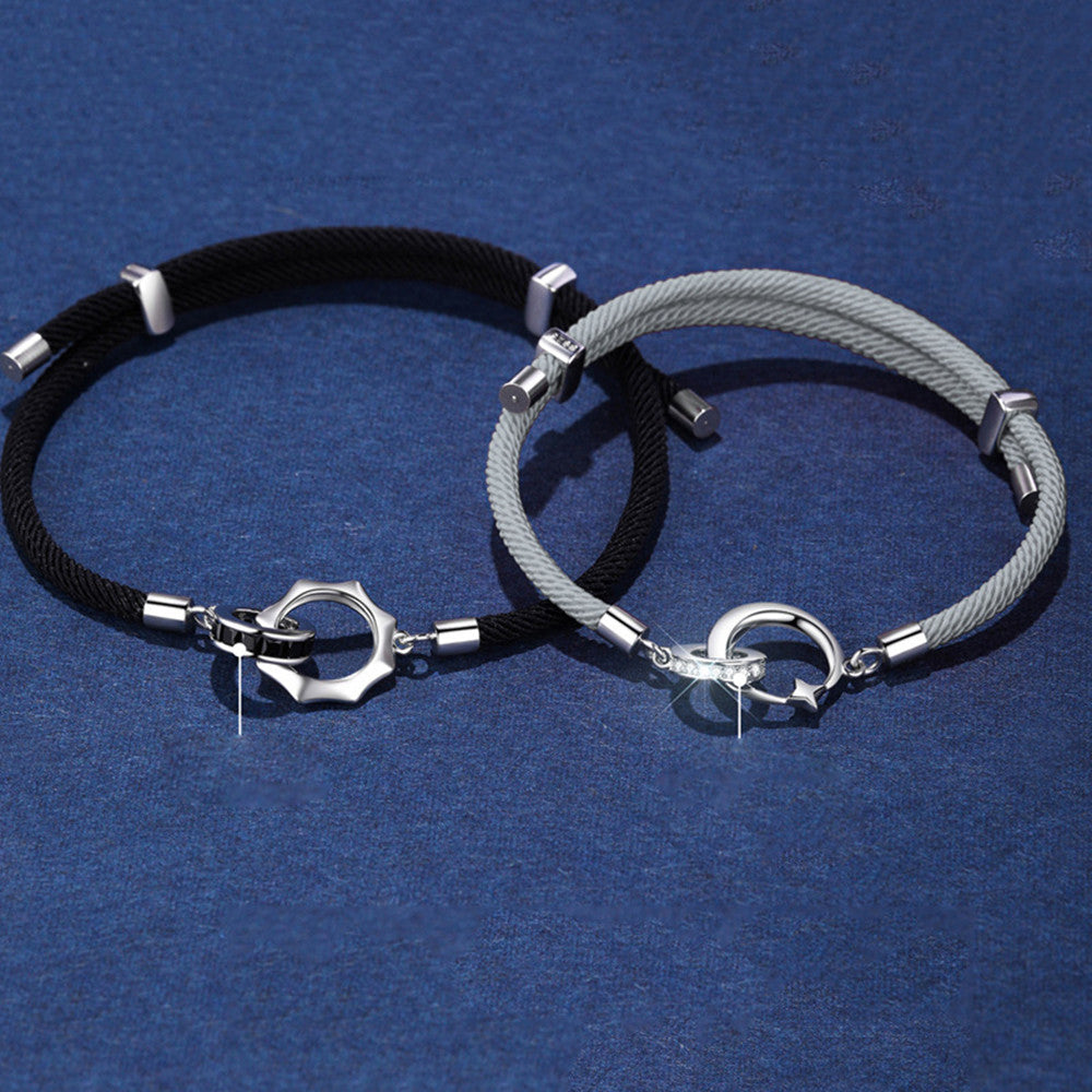 Bracelet Couple Soleil Lune Gravure Niche - EX-STOCK Canada