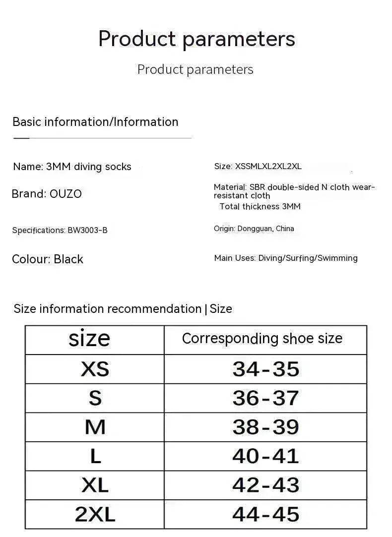 3mm Diving Cold-proof Warm Wear-resistant Non-slip Swimming Snorkeling Surfing Beach Socks - EX-STOCK Canada