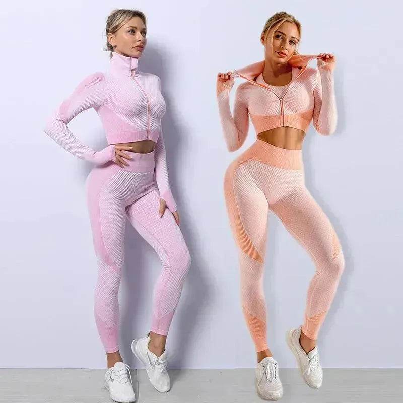 3PCS Yoga Set Seamless Sport Set Women Gym Clothing Leggings Women Crop Top Sports Bra Women Fitness Gym Set Womens Outfits Tracksuit - EX-STOCK Canada