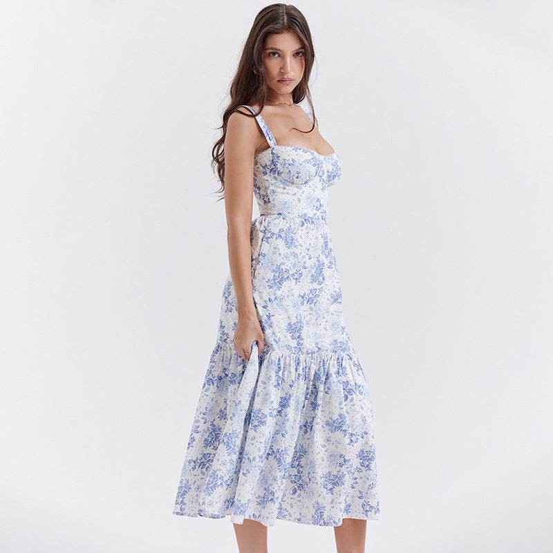 Spring And Summer Comely Pastoral Style Sling Floral A Swing Cake Dress - EX-STOCK Canada