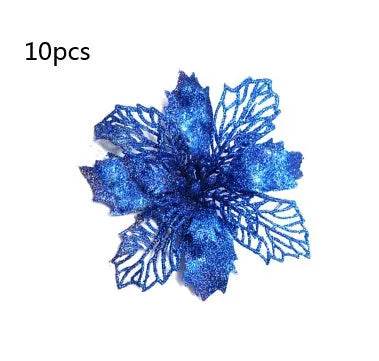 Glitter Artifical Christmas Flowers Christmas Tree Decorations For Home Fake Flowers Xmas Ornaments New Year Decor - EX-STOCK Canada