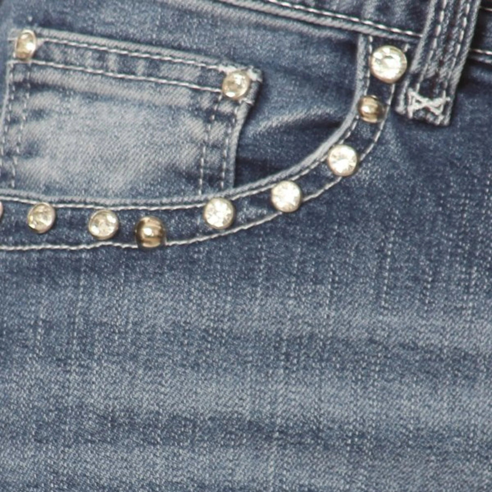 Jeans acampanados para mujer Platinum Plush con calavera y huesos de piedras brillantesEX-STOCK Canada