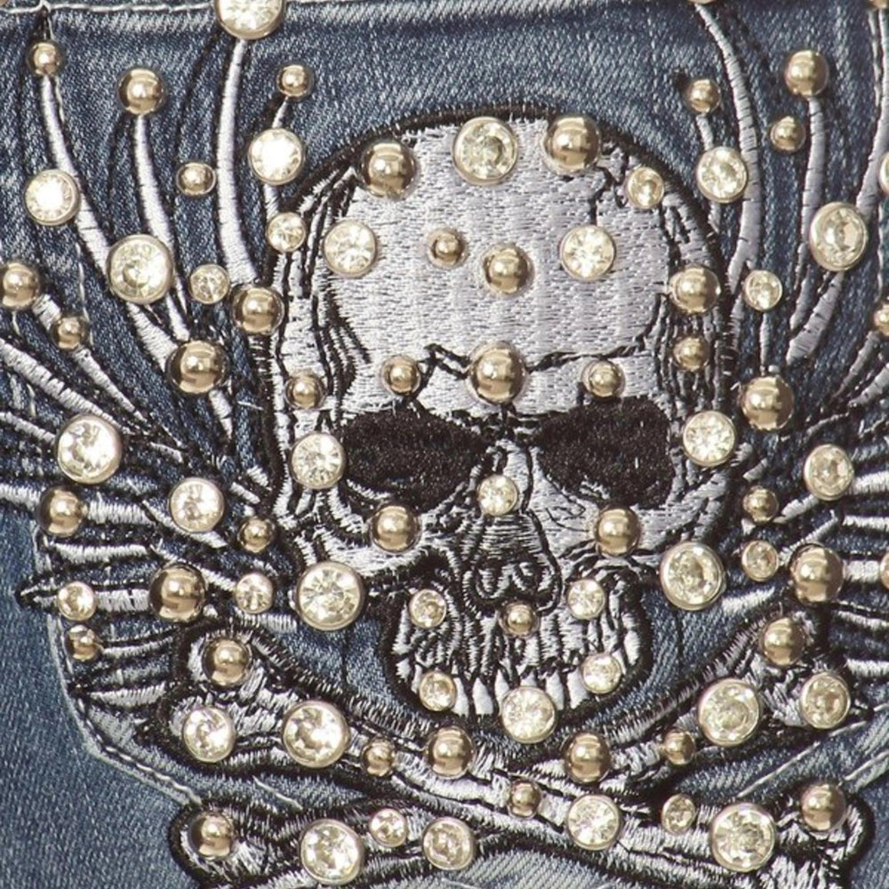 Platinum Plush Women's Rhinestone Skull & Bones Bootcut Jeans EX-STOCK Canada