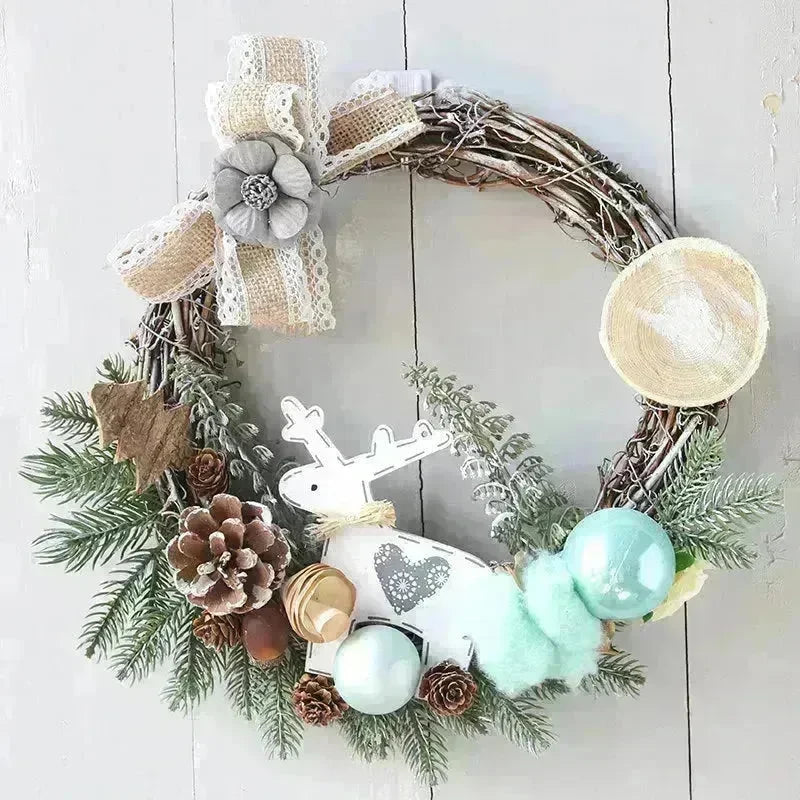 Christmas Wreaths On The Door Artificial Flowers Garland Window Door Hanging Decorative Supplies For Christmas Party New Year - EX-STOCK CANADA