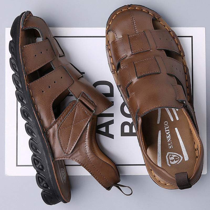 Men's Leather Sandals Soft Bottom Non-slip EX-STOCK CANADA