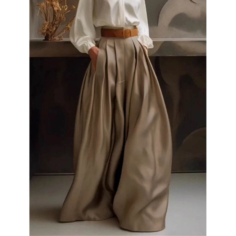 Loose Wide Leg Solid Color Casual Trousers Bottoms Palazzo Trousers - EX-STOCK Canada