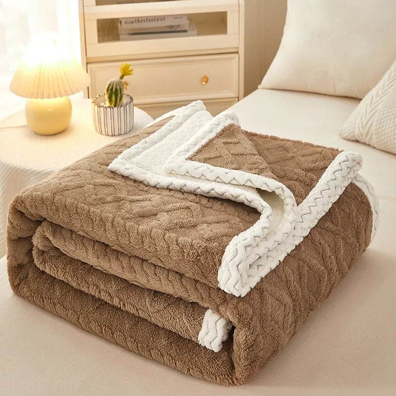Blanket Double Thickened Warm Coral Fleece Sofa Winter Blanket - EX-STOCK Canada