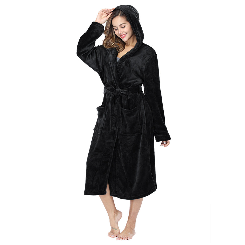 RONGTAI Womens Long Robes Plush Fleece Nightgown Thick Hooded Bathrobe With Pockets Fluffy Sleepwear For Men EX-STOCK Canada