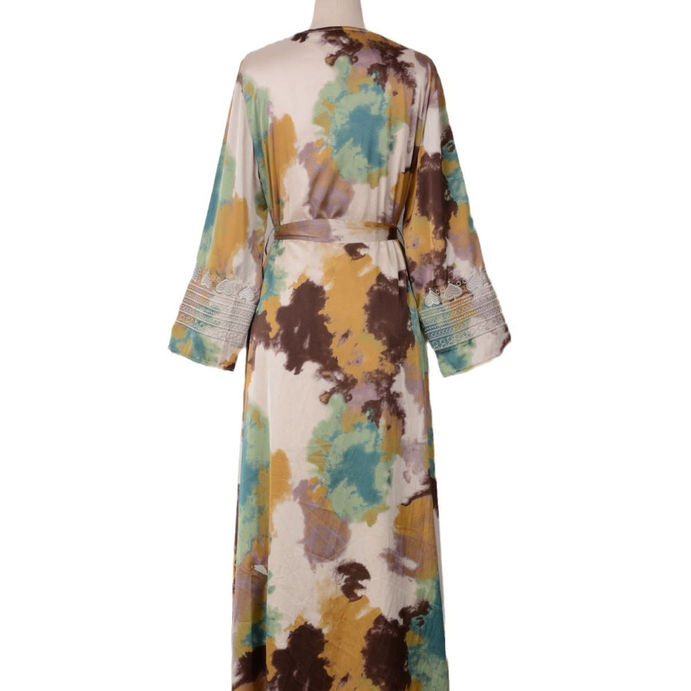 Robe musulmane ample pour femme à imprimé et broderie - EX-STOCK Canada