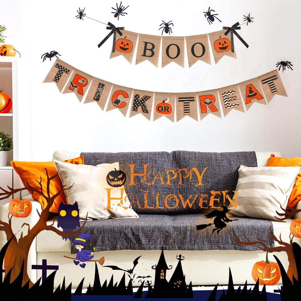 Halloween Burlap Banner Halloween Party Mantel Wall Hanging Supplies For Home Farmhouse Patio-Selling On Amazon Is Prohibited - EX-STOCK Canada