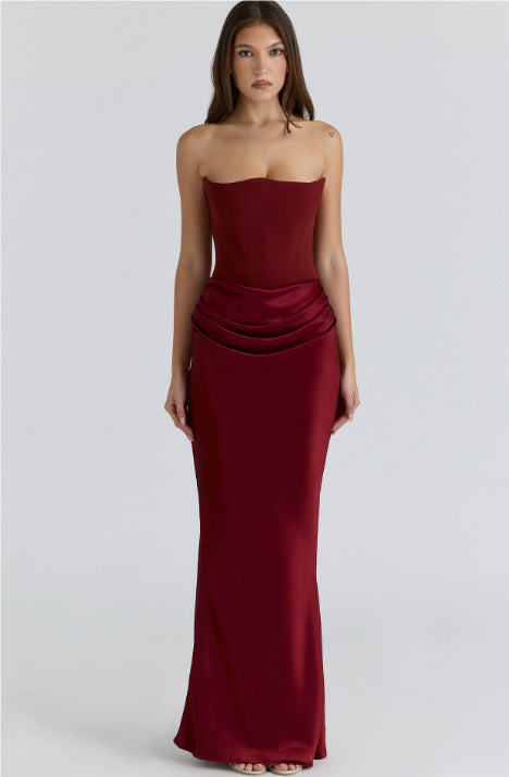 Women’s Strapless Maxi Dress – Backless Slim-Fit Evening Gown