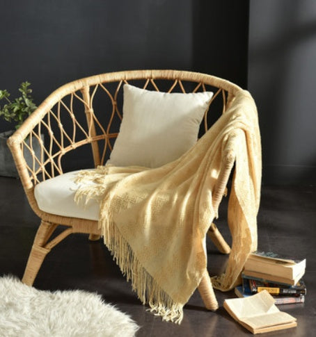 Fringed Knitted Small Blanket Napping Blanket Sofa Blanket EX-STOCK Canada