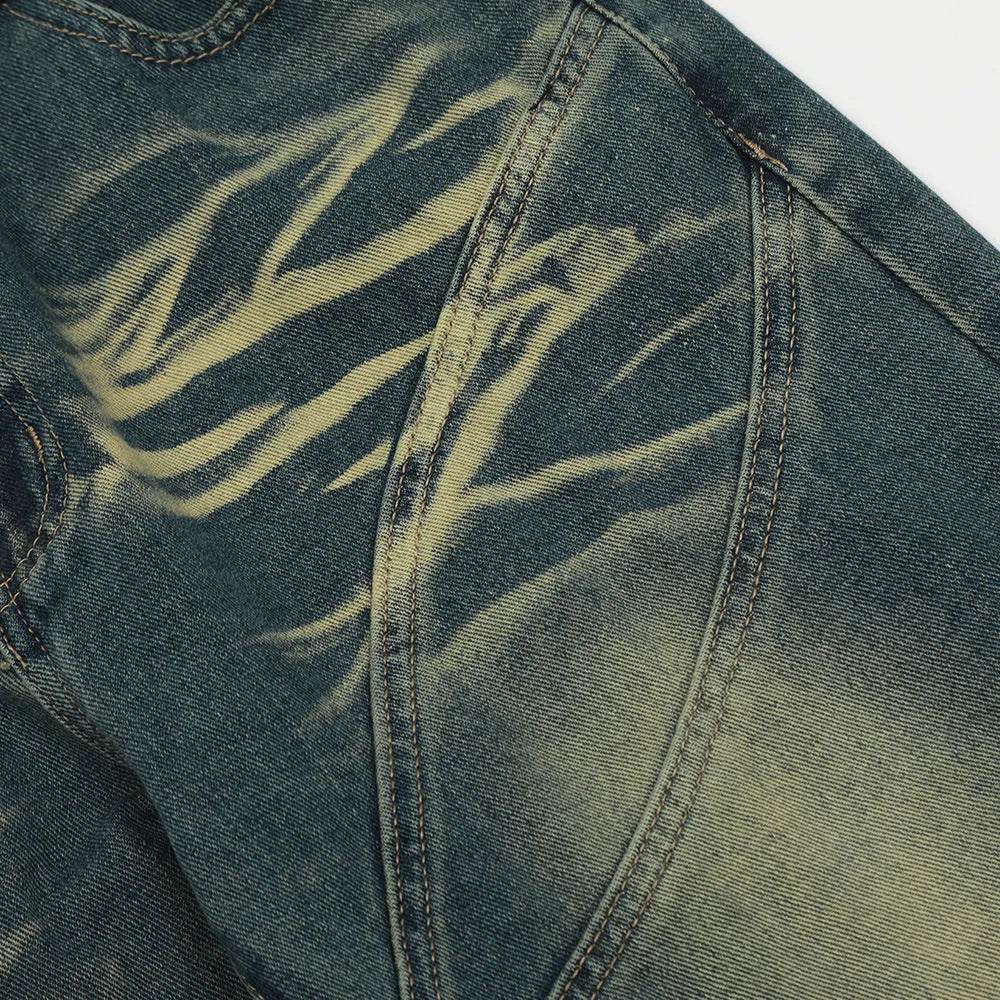 Washing Indentation Denim Bootcut Jeans Pants Men - EX-STOCK Canada