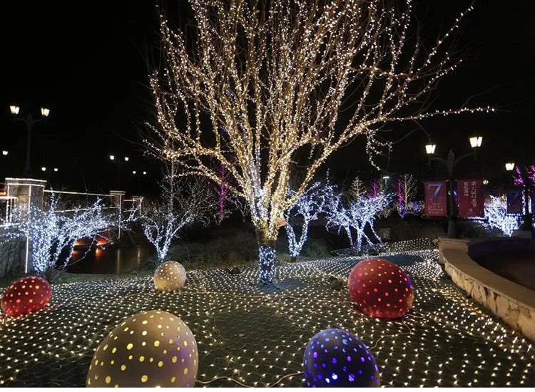 Christmas led lights string lights outdoor waterproof fishnet lights full of stars paved holiday lights wedding ins decorative lights - EX-STOCK Canada