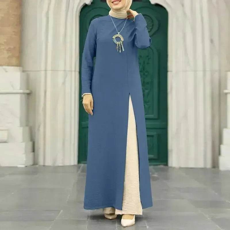 ArabWomen Plain Split Long sleeve Abaya Dress - EX-STOCK Canada