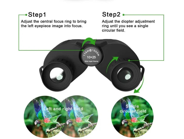 Outdoor binoculars 10x25 small Paul High-definition mini portable low-light night vision pockets glasses EX-STOCK Canada