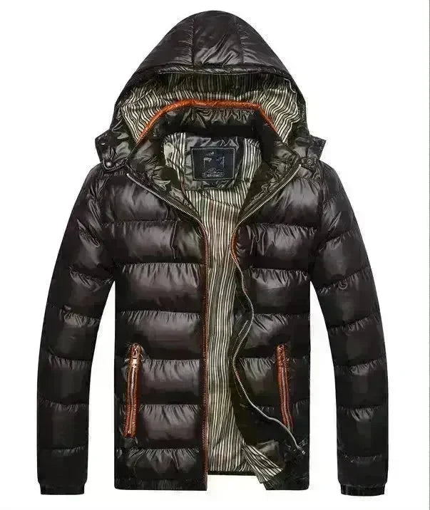 Winter leather Puffer coat for men Hooded padded Winter jacket for men - EX-STOCK CANADA