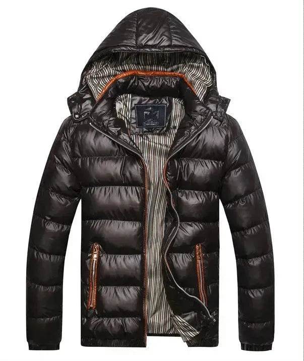 Winter leather Puffer coat for men Hooded padded Winter jacket for men - EX-STOCK Canada
