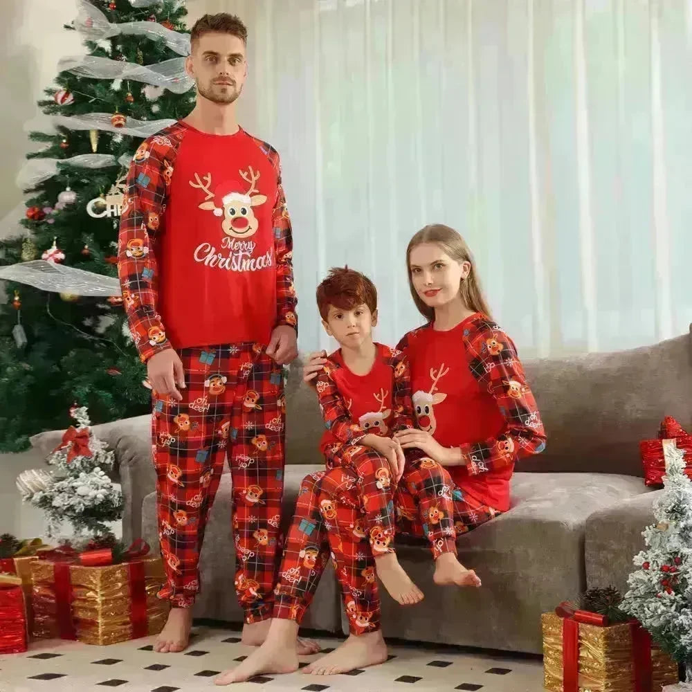 European And American Long Sleeve Home Wear Printed Plaid Christmas Suit - EX-STOCK CANADA