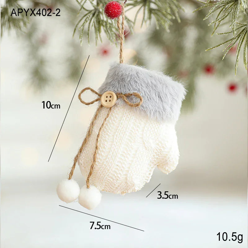 White Plush Fabric Pendant Gloves Sled Creative Christmas Tree Ornaments EX-STOCK Canada