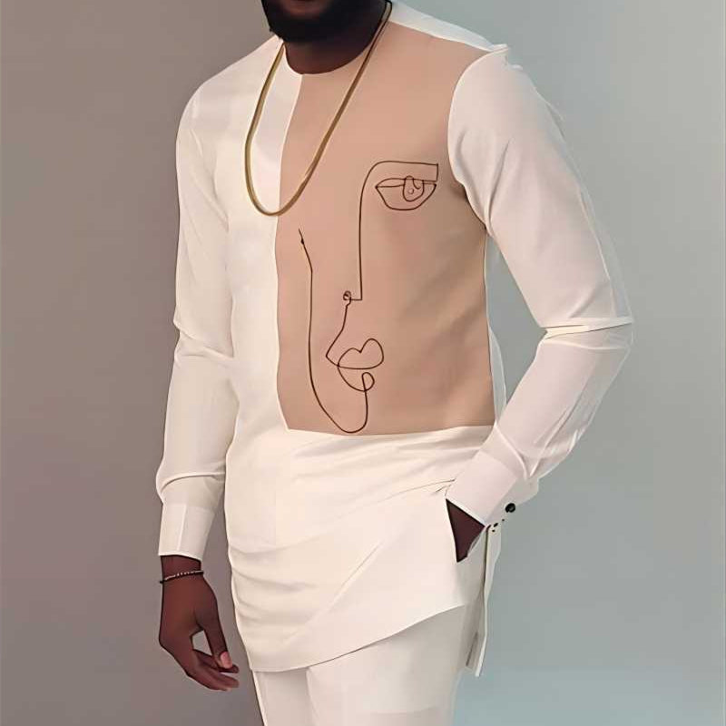 Costume deux pièces pour hommes musulmans, nouveau style européen et américain, vêtements formels et décontractés à impression abstraite EX-STOCK Canada