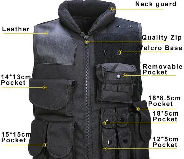 Tactical Vest Black Mens Military Hunting Vest EX-STOCK Canada