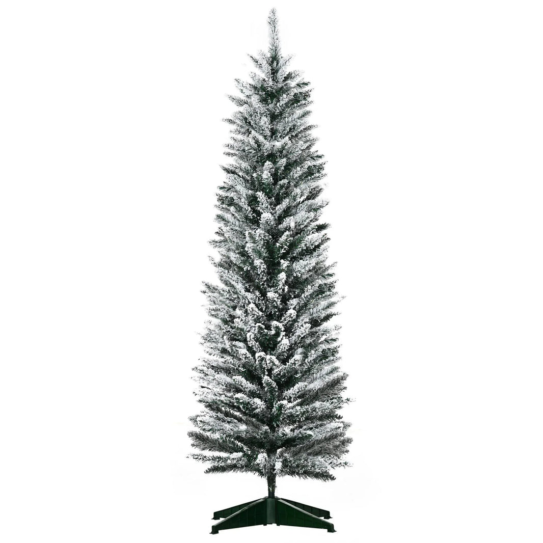 5ft Tall Pencil Artificial Christmas Tree, Holiday With Snow Flocked Branches, Green EX-STOCK Canada