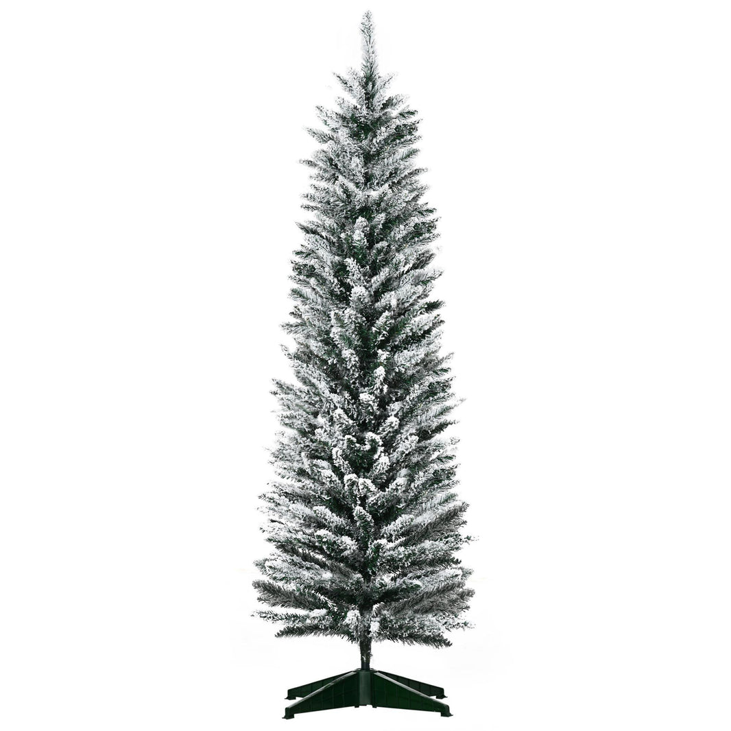 5ft Tall Pencil Artificial Christmas Tree, Holiday With Snow Flocked Branches, Green EX-STOCK Canada