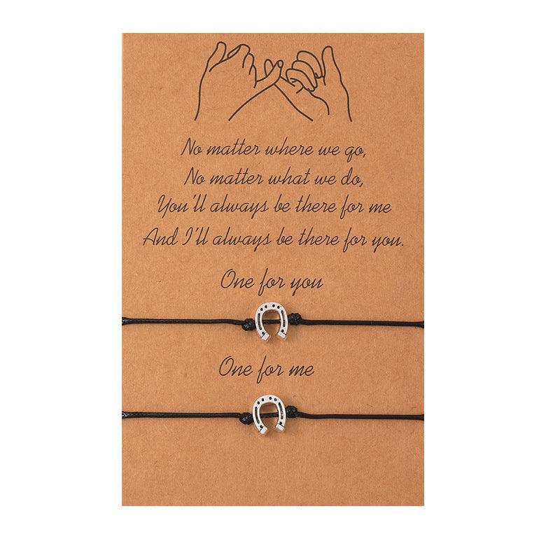 Simple Alloy Sun And Moon Wax Wire Weaving Adjustable Card Lovers Bracelet - EX-STOCK Canada