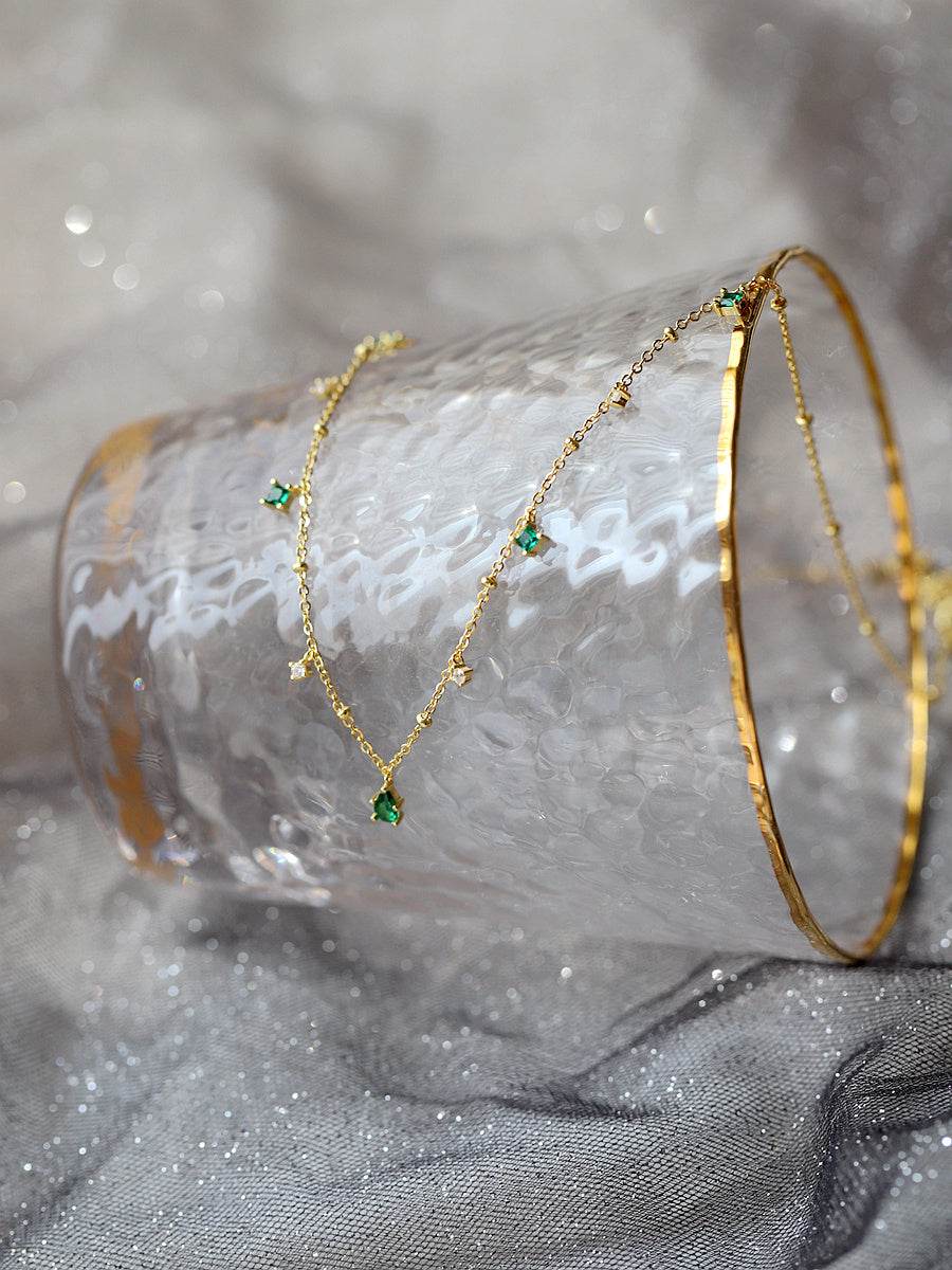 Generous water drop emerald zircon necklace - EX-STOCK Canada