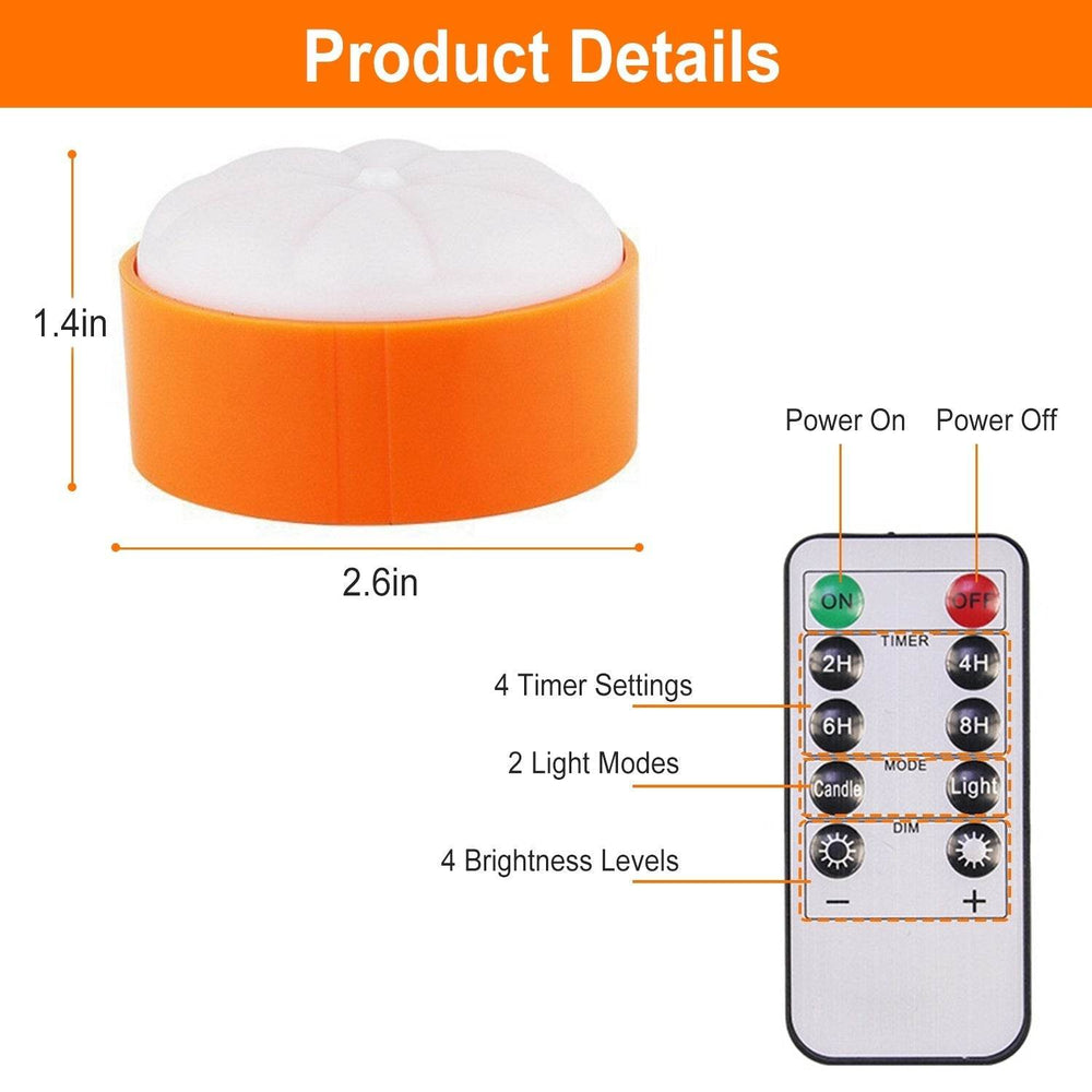 4 Pack Halloween LED Pumpkin Lights Battery Operated Halloween Decoration Lights With 2 Light Modes 4 Timer Setting Remorte Control For Party Pumpkin Decor - EX-STOCK Canada