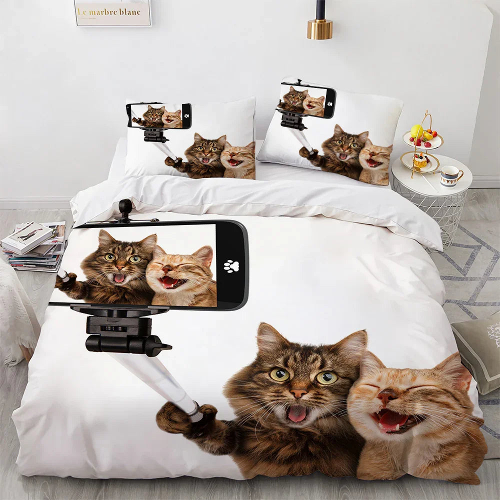 White Cute Cat Bedding Set Girl Ladies Bedroom Comfort Duvet Cover EX-STOCK Canada