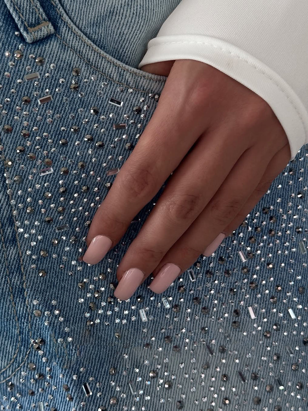 Women's Rhinestone Wide-Leg Jeans – Crystal Embellished Denim, High Waist | Sizes XS–XL