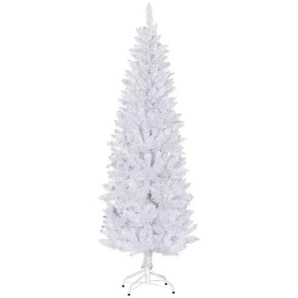 6ft Tall Pencil Artificial Christmas Tree With 479 Branch Tips With Steel Base, White EX-STOCK Canada