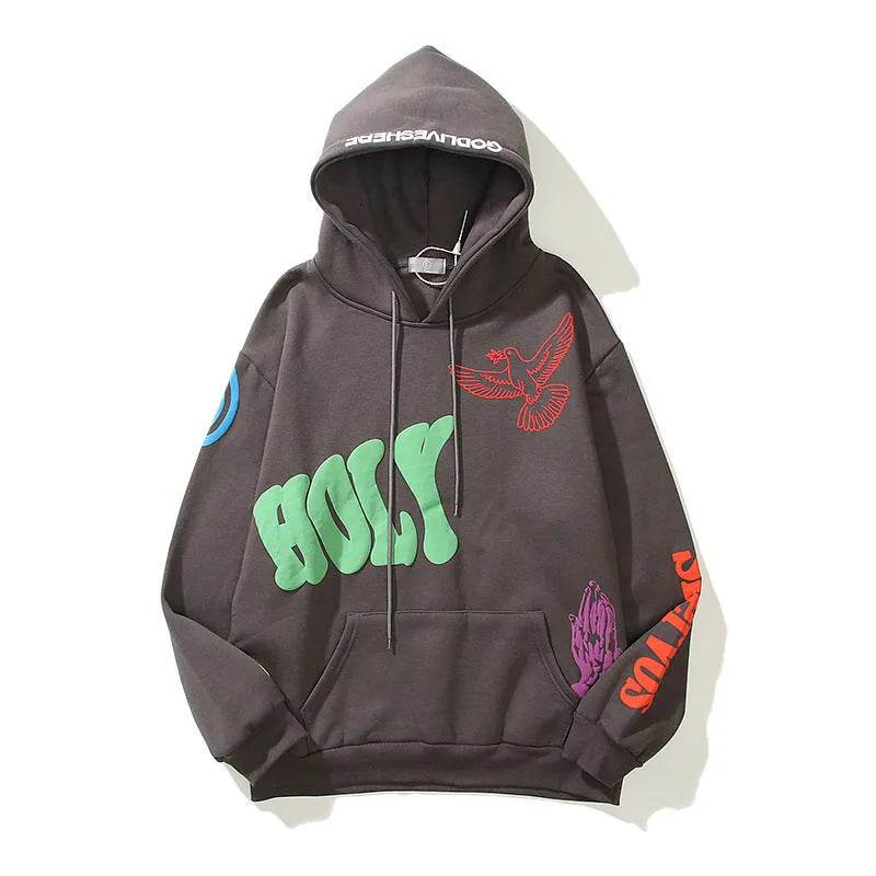 Women High Street Three-dimensional Foam Graffiti Printed Hoodie In Autumn And Winter - EX-STOCK Canada
