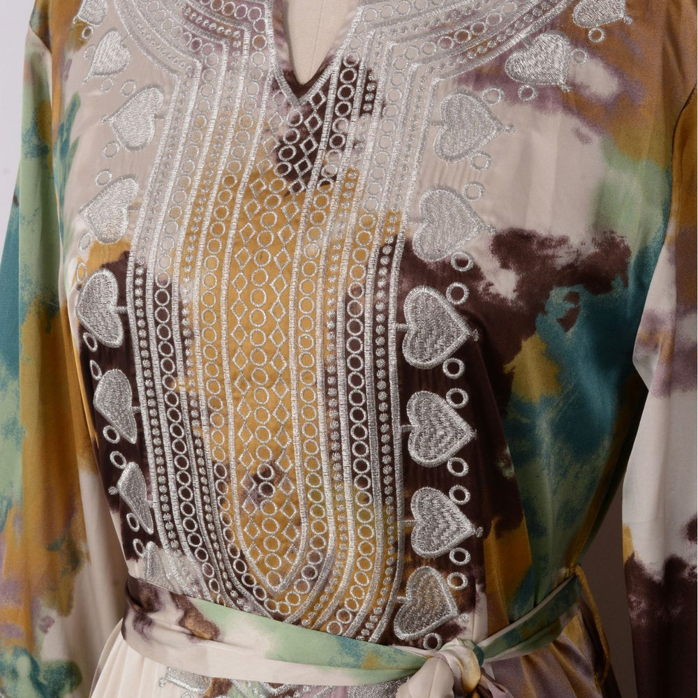 Robe musulmane ample pour femme à imprimé et broderie - EX-STOCK Canada