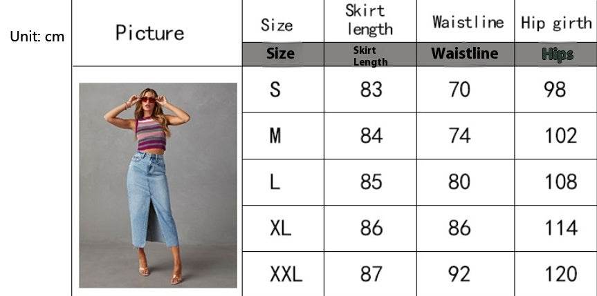 Women's Fashion Slimming front split Midi Denim Skirt - EX-STOCK Canada