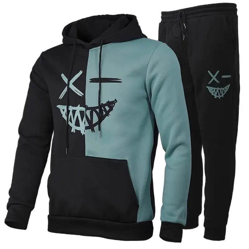 Casual Classic Plaid Long Sleeve Sweatshirt Hoodie set Suit men - EX-STOCK Canada