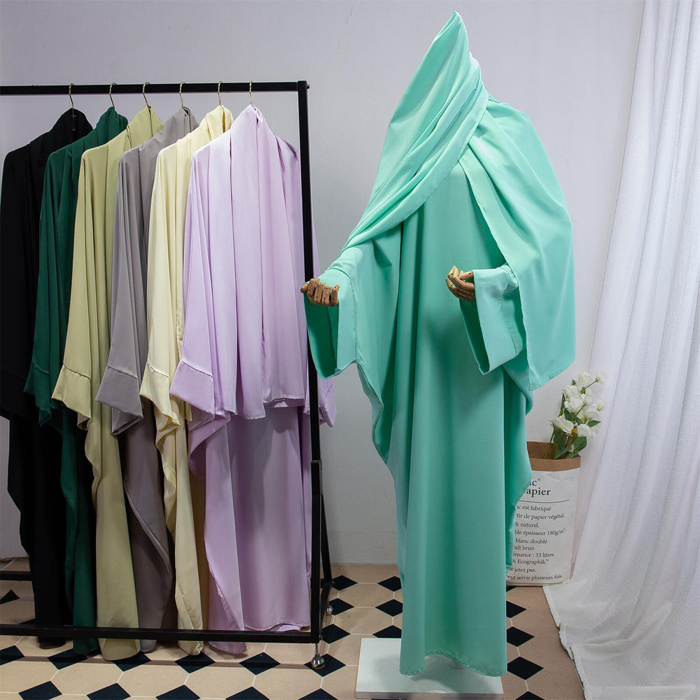 Solid Color Arabic Dress Women's Robe With Headscarf - EX-STOCK Canada