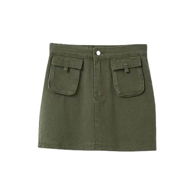 Workwear Denim Skirt Women's A- Line High Waist Mini Cargo Skirt - EX-STOCK Canada