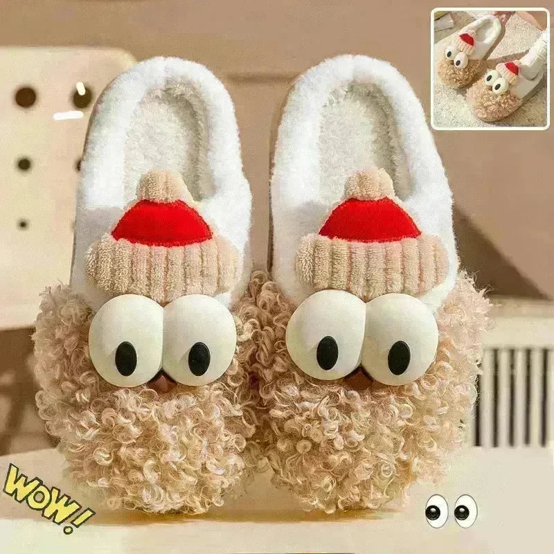 Cartoon Bearded Santa Claus Slippers Home Warm Non-slip Plush Cotton Shoes Christmas Couple Floor Bedroom Slipper Women Men - EX-STOCK CANADA