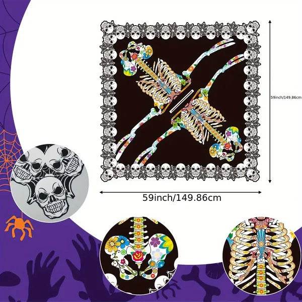 Halloween Skeleton Poncho, Lace Skeleton Halloween Costume Poncho Day Of The Dead Poncho For Women - EX-STOCK Canada