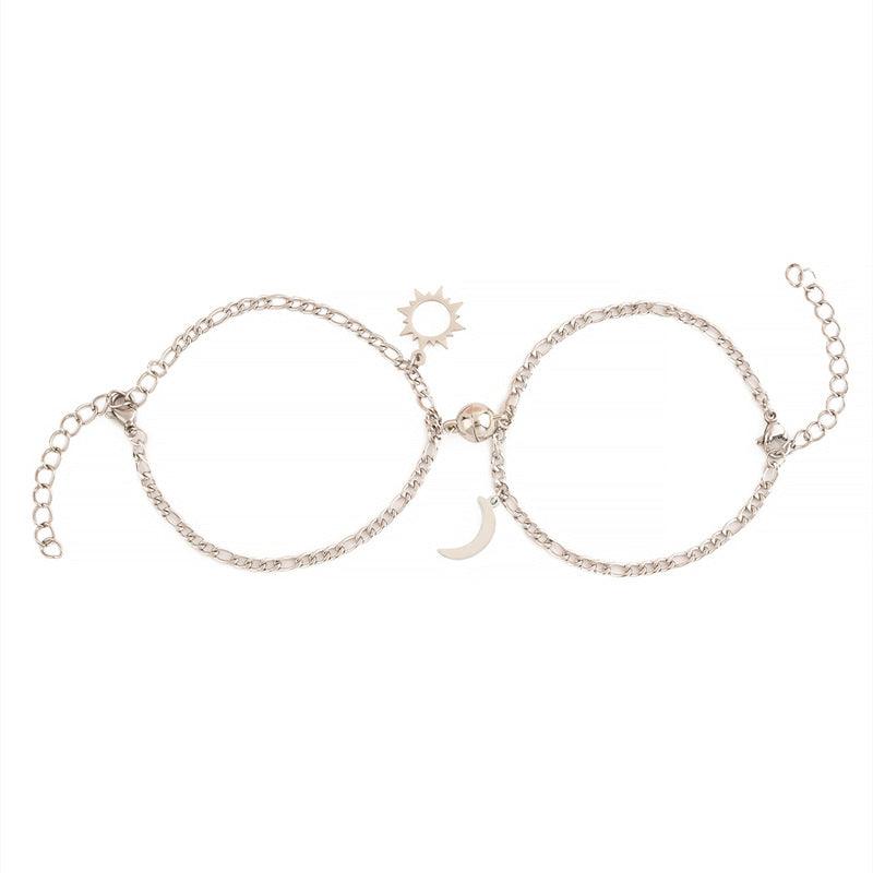 Stainless Steel Sun Moon Ball Magnetic Attachment Couple Bracelet - EX-STOCK Canada