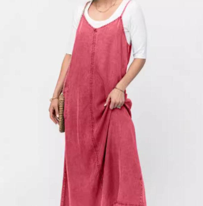New Suspender Leisure Denim mum loose long Dress - EX-STOCK Canada
