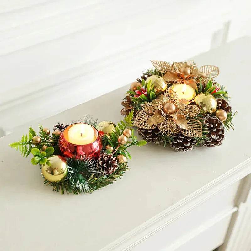Christmas candle wreath Xmas New Year candle holders decors - EX-STOCK Canada