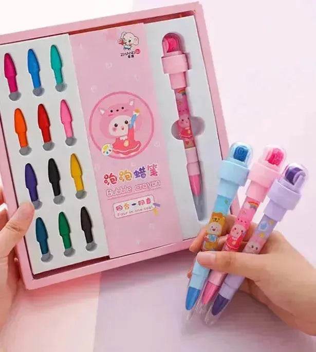 12 Color Bubble Crayon Painting Graffiti Seal for Children - EX-STOCK Canada