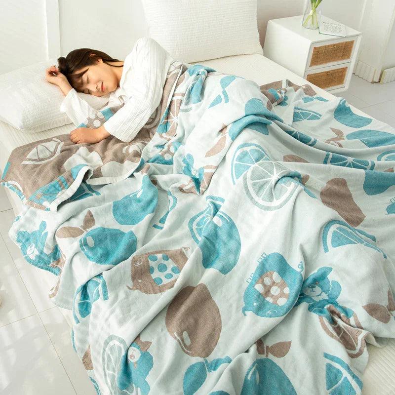 Cotton Four-layer Gauze Towel Blanket Air Conditioning Blanket Thin Duvet EX-STOCK Canada